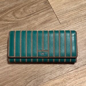 Anya Hindmarch Green and Tan Striped Wallet